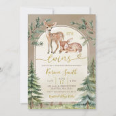 Herfst Boho Deer Twins Woodland Baby shower Kaart (Voorkant)