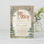 Herfst Boho Deer Twins Woodland Baby shower Kaart (Staand voorkant)