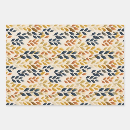 Herfst Boho en Boheemse bladeren Inpakpapier Vel (Voorkant)