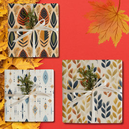 Herfst Boho en Boheemse bladeren Inpakpapier Vel