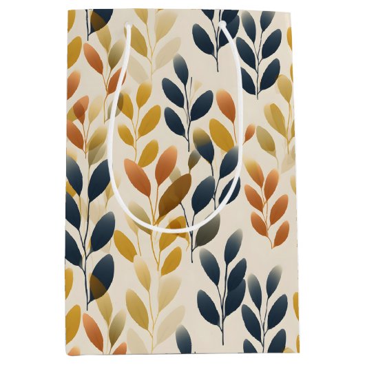 Herfst Boho en Boheemse bladeren Medium Cadeauzakje (Voorkant)