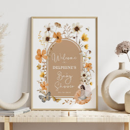 Herfst Boho Fairy Wildflower Baby shower Welkom Poster