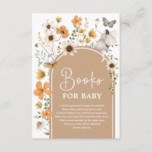 Herfst Boho Fairy Wildflower Boeken voor Baby show Informatiekaartje (Voorkant)