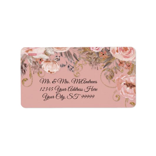 Herfst BOHO Floral Dusty Pink Waterverf Weddenscha Etiket (Voorkant)