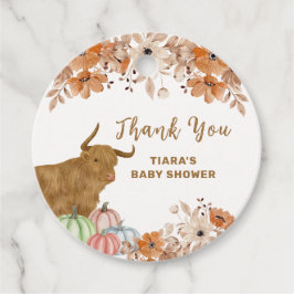 Herfst Boho Floral Highland Koe Baby shower Bedankjes Labels