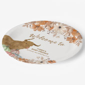 Herfst Boho Floral Highland Koe Baby shower Welkom Papieren Bordje (Gekanteld)