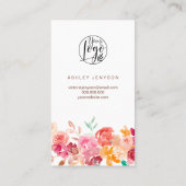 Herfst boho floral waterverf logo bedankt visitekaartje (Achterkant)