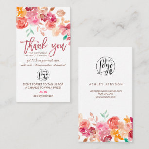 Herfst boho floral waterverf logo bedankt visitekaartje