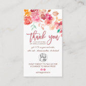 Herfst boho floral waterverf logo bedankt visitekaartje (Voorkant)