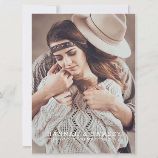 Herfst Boho foto bruiloft uitnodiging. Uitnodiging (Achterkant)