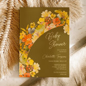 Herfst boho gele bloemen script baby shower kaart