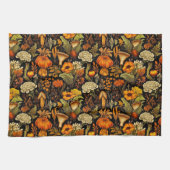 Herfst Boho Gothic Donkere Bloemen Theedoek (Horizontaal)