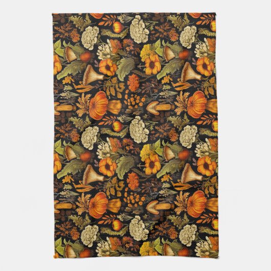 Herfst Boho Gothic Donkere Bloemen Theedoek (Verticaal)