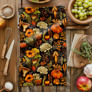 Herfst Boho Gothic Donkere Bloemen Theedoek