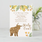 Herfst Boho Heilige Koe Hoogland Koe Baby shower Kaart (Staand voorkant)