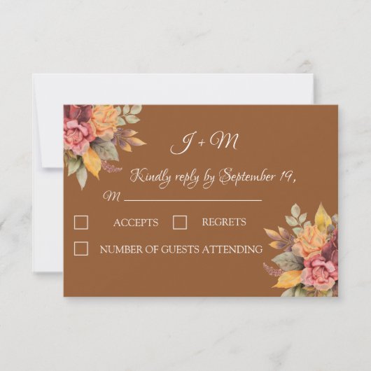 Herfst Boho herfst bloementerracotta bruiloft RSVP (Voorkant)