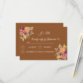 Herfst Boho herfst bloementerracotta bruiloft RSVP Kaartje