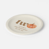 Herfst Boho Herfst Waterverf Pompoen 2e Verjaardag Papieren Bordje (Gekanteld)