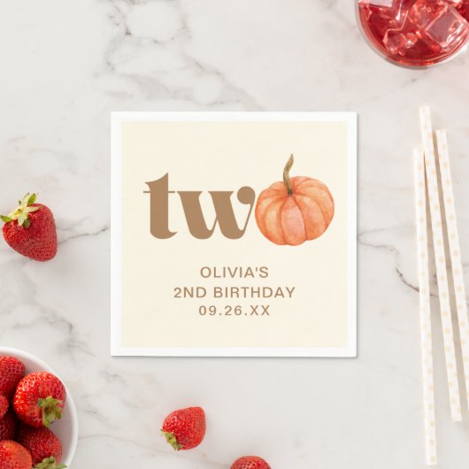 Herfst Boho Herfst Waterverf Pompoen 2e Verjaardag Servet (Insitu)