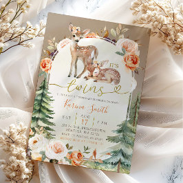 Herfst Boho Herten Tweeling Meisje Bloemige Baby S Kaart