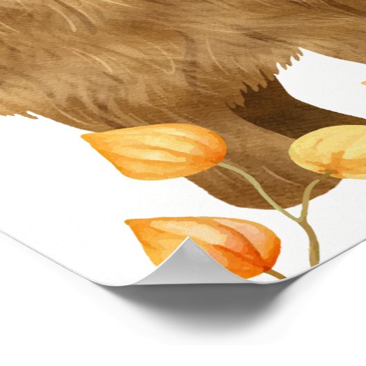 Herfst Boho Highland Koe Baby shower Welkom Poster (Hoek)