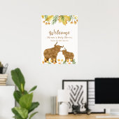 Herfst Boho Highland Koe Baby shower Welkom Poster (Thuiskantoor)