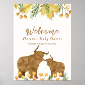 Herfst Boho Highland Koe Baby shower Welkom Poster (Voorkant)