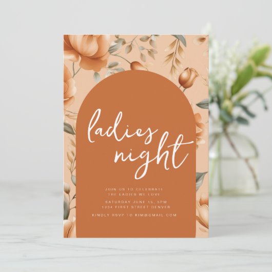 Herfst Boho Ladies Night Party Uitnodiging (Staand voorkant)