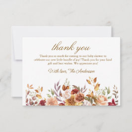 Herfst boho Landelijke Baby Shower Bedankkaart