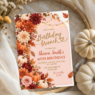 Herfst Boho Landelijke Verjaardag Brunch uitnodigi Kaart