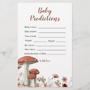 Herfst Boho Mushroom Floral Baby Prediccard