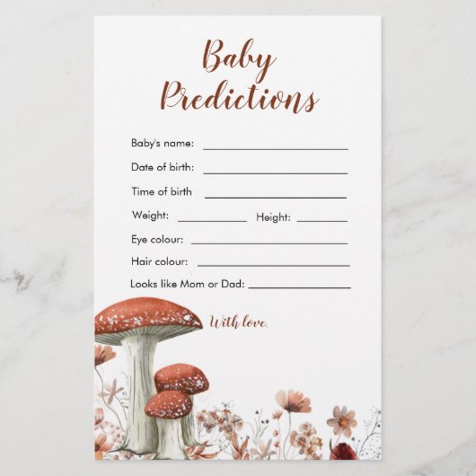 Herfst Boho Mushroom Floral Baby Prediccard (Voorkant)