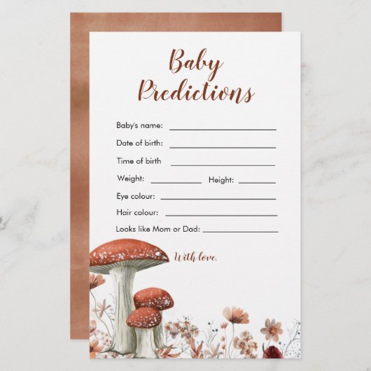 Herfst Boho Mushroom Floral Baby Prediccard (Voorkant / Achterkant)