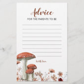 Herfst Boho Mushroom Floral Baby shower Advice Car (Voorkant)