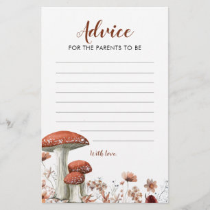 Herfst Boho Mushroom Floral Baby shower Advice Car