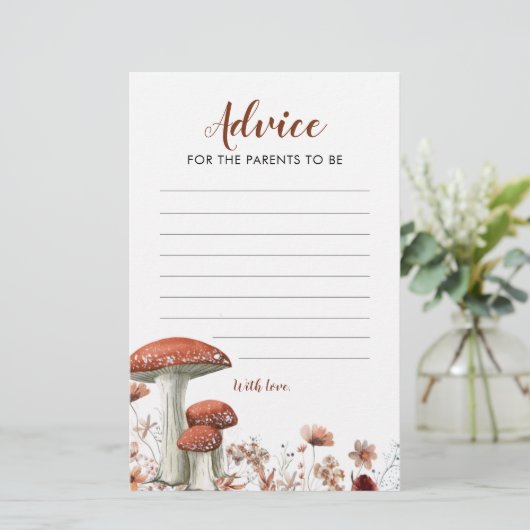 Herfst Boho Mushroom Floral Baby shower Advice Car (Staand voorkant)