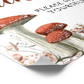 Herfst Boho Mushroom Floral Baby shower Drink Sign Poster (Hoek)