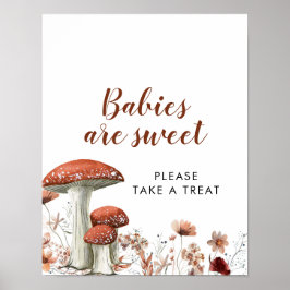 Herfst Boho Mushroom Floral baby's zijn zoete geba Poster