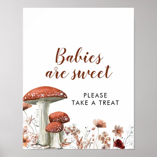 Herfst Boho Mushroom Floral baby's zijn zoete geba Poster (Voorkant)