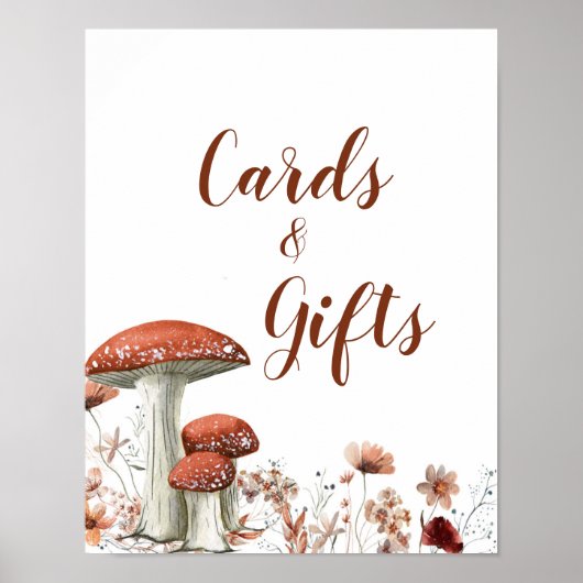 Herfst Boho Mushroom Floral Cards & Gifts Poster (Voorkant)