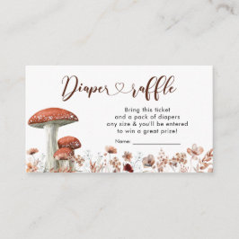 Herfst Boho Mushroom Floral Diaper Raffle Card Informatiekaartje
