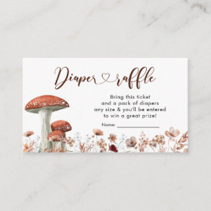 Herfst Boho Mushroom Floral Diaper Raffle Card Informatiekaartje