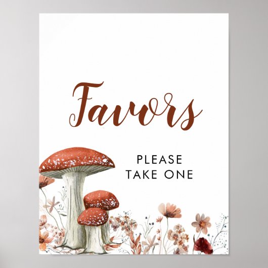 Herfst Boho Mushroom Floral Party Favors Poster (Voorkant)