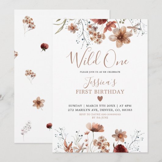 Herfst Boho onze kleine wilde is een uitnodiging o (Voorkant / Achterkant)