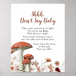Herfst Boho paddenstoel Floral zeg niet Baby Poster