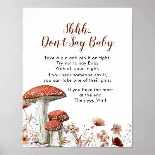 Herfst Boho paddenstoel Floral zeg niet Baby Poster (Voorkant)