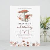 Herfst Boho Paddenzaal Eerste verjaardag Uitnodigi Kaart (Staand voorkant)