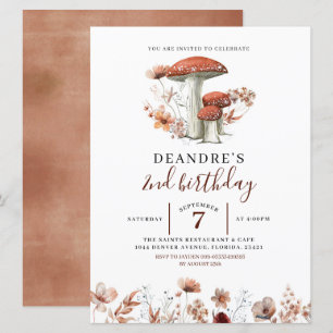 Herfst Boho Paddenzaal Eerste verjaardag Uitnodigi Kaart
