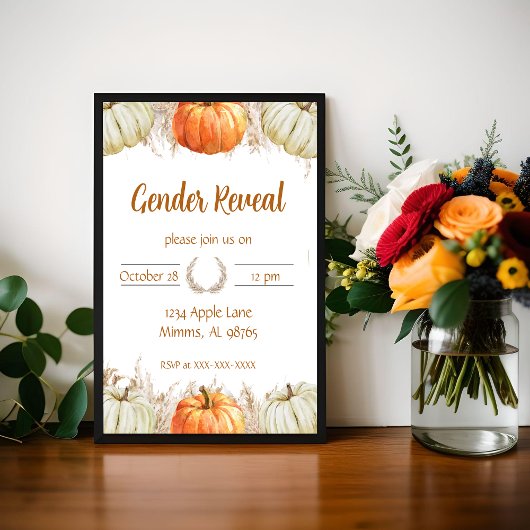 Herfst Boho Pampas Gras Geslacht Reveal Uitnodigin Kaart