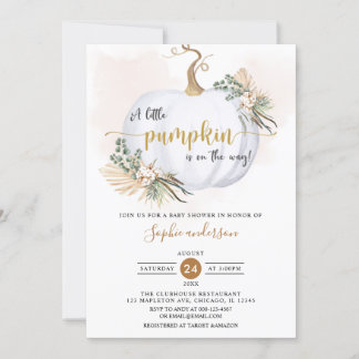 Herfst Boho Pampas Grass Little Pumpkin Baby showe Kaart